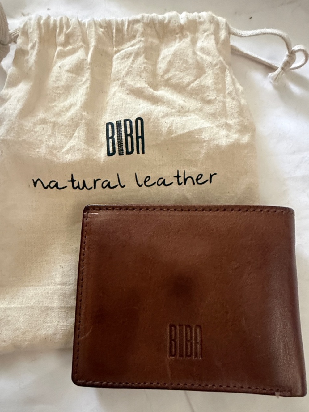 Biba Brown Natural Leather Men's Bi-Fold Wallet